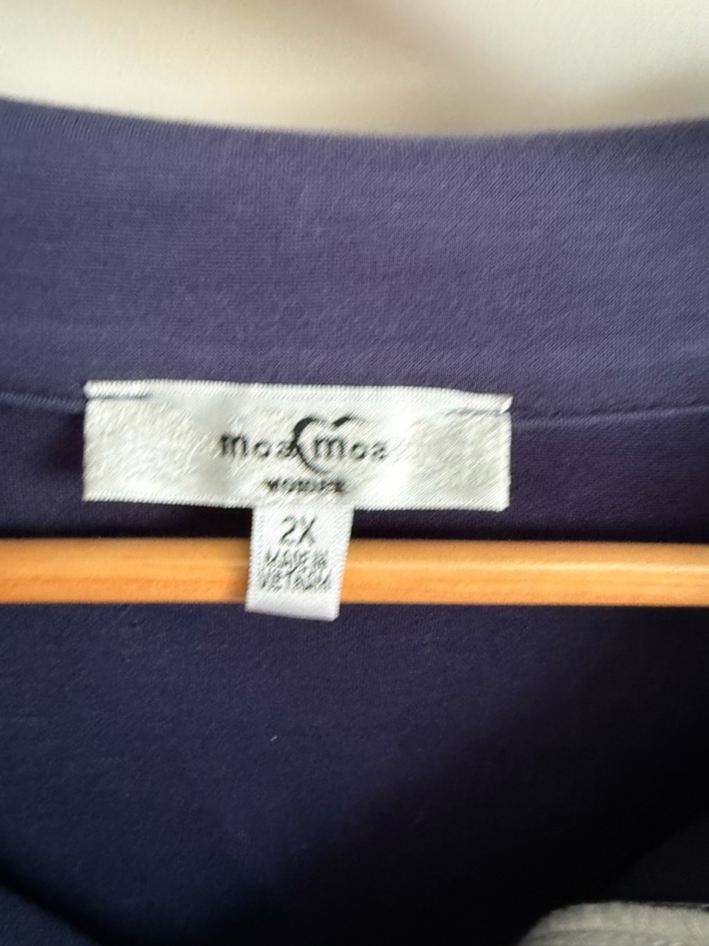 Moa Moa Navy Pullover Sweatshirt with White & Light Blue Stripes soft 2x - Picture 5 of 12